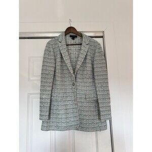 St John Womens Blue 14 Santana Knit Sweater Single Breasted Career Tweed Blazer